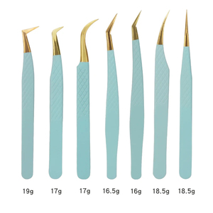 Ensemble de pinces à cils en acier inoxydable plaqué or rose MORGANS INDUSTRIES avec pointe en fibre lisse, prise en main parfaite pour les extensions de cils - Product Image 1