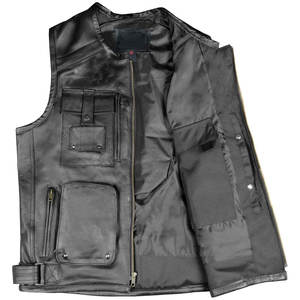 Chaleco de piel auténtica para hombre al por mayor, chaqueta ajustada sin mangas, abrigo de motorista a la moda, proveedor de chaleco de piel - Product Image 5
