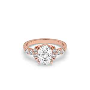 แหวนหมั้นเพชร1.50กะรัตทรงวงรีและกลมตัดในห้องปฏิบัติการขนาด14K/18K ทองคำขาว CVD HPHT เครื่องประดับงานแต่ง - Product Image 3