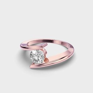 Conjunto de tensión Compromiso Wisted Band 6,5mm Corte redondo Lab Grown Diamond Delicado anillo de Boda nupcial Día DE LA MUJER - Product Image 4
