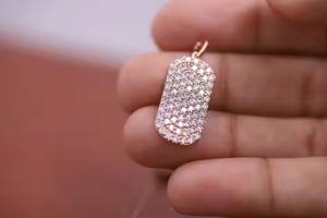 Pendentif en diamant Moissanite taillé en or rose 14K pour anniversaire de mariage Pendentif à breloque en or blanc pour elle Cadeau parfait - Product Image 2