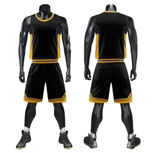 Ensemble de maillots de basket-ball pour hommes en gros, taille plus, respirant, polyester, uniforme d'équipe, taille XS, ensemble imprimé, ensemble de basket-ball pas cher 2025 - Product Image 4