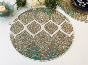 <b>Beaded</b> <b>Placemat</b> Handmade Charger Luxury Dining Holiday Decor Unique Piece Housewarming MS Handicraft Non-Slip - Product Image 3