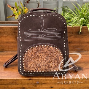 Nueva mochila de punto de bota de cuero de ante con herramientas a mano, mochila de viaje oculta occidental para ordenador portátil de cuero de vaca de lujo para mujer - Product Image 1