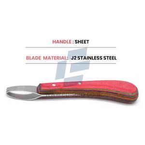 Couteau à boucle de coupe de sabot en acier inoxydable J2 à double tranchant Poignée de feuille polyvalente Outil de maréchal-ferrant pour procédure de sabot de vache à cheval - Product Image 5