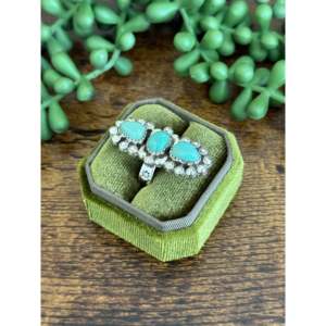 Southwest Handmade Kingman Turquoise <b>Sterling</b> <b>Silver</b> <b>Adjustable</b> Cluster <b>Ring</b> - Product Image 4