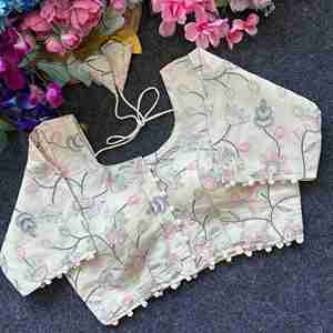 Dernier Diable Camric Coton Avec Séquence De Fil Et Broderie Travail Blouse Fabricant De Surat Au Taux Le Plus Bas - Product Image 2