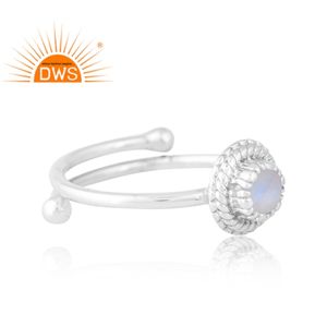 Design étonnant Bague en argent 925 pierre de lune arc-en-ciel naturelle Bijoux personnalisés pour femmes Cadeau pour elle - Product Image 4