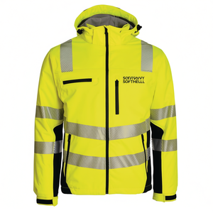 Winter M Size Yellow-Black <b>High</b>-<b>Visibility</b> <b>Softshell</b> <b>Jacket</b> with Reflective Stickers & Lights PREVENT TRENDLINE - Product Image 2
