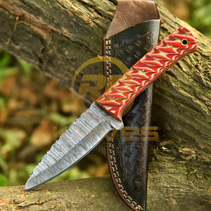Handmade DIY Customizable Damascus Steel Hunting <b>Knife</b> Deer Horn Handle Outdoor Camping Survival <b>Knife</b> Leather <b>Sheath</b> OEM - Product Image 4
