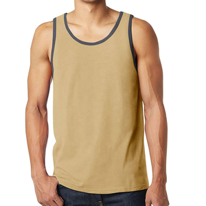 Camiseta sin Mangas de Punto para Hombre, Color Sólido, Cuello Redondo, Estilo Casual, Beige con Ribete Oscuro, Harry Johnson Production 2026 - Product Image 1