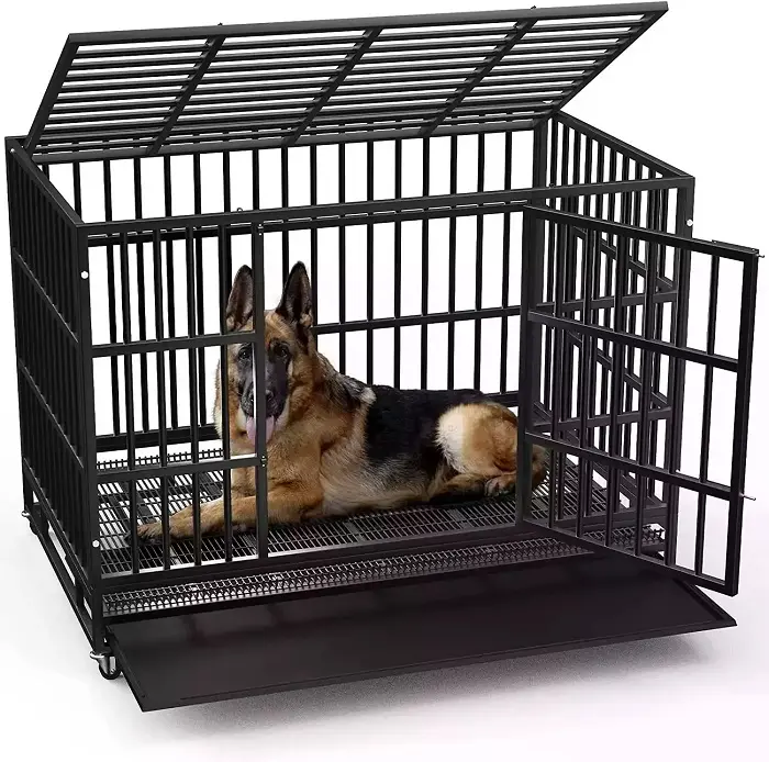 Süper kalite güçlü Metal köpek kafesleri paslanmaz çelik açık veranda köpek kulübesi katlanabilir Pet köpek kafesleri