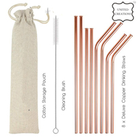100% pur cuivre paille réutilisable ayurvédique pureté cuivre paille à boire taille personnalisée avec barre accessoires boîte emballée