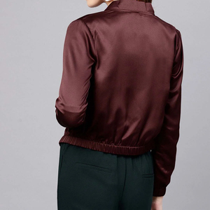 Latest Design <b>Ladies</b> Satin Bomber <b>Jacket</b> With Long Sleeves Breathable Causal Zipper Winter <b>Ladies</b> Bomber <b>Jackets</b> - Product Image 4