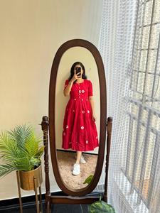 Vestido largo acampanado largo con estampado étnico elegante de inspiración vintage, vestido floral de verano con volantes y mangas cortas abullonadas - Product Image 4