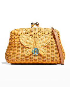 Nueva colección bolso de mano de ratán mimbre mariposa con asa de cuero bolso con forma de animal para regalos y monederos decorativos - Product Image 6