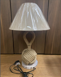 Rope <b>Table</b> <b>Lamp</b> - Knot <b>Lamp</b> or Twisted Rope <b>Lamp</b> on Wooden <b>Base</b> Handmade Stand High Quality <b>Lamp</b> - Product Image 1
