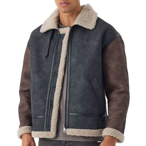 Chaqueta de Motociclista de Cuero Marrón 100% Piel de Vaca Genuina para Hombre, Impermeable, Cortavientos, con Forro de Borrego, Talla Grande, ODM OEM - Product Image 1