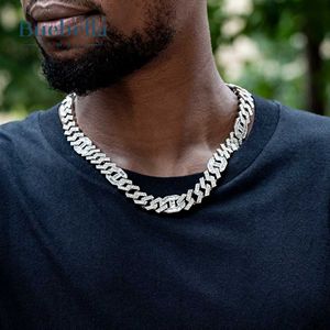 Collier Chaîne Cubaine Homme Argent 925 Plaqué Or 14K Moissanite Diamant Baguette G-Link 14mm - Product Image 1