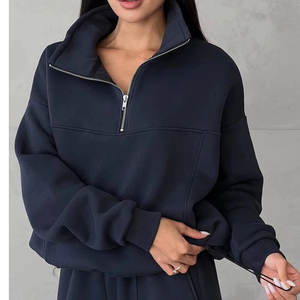 Customized <b>Women's</b> Sweatshirt Cotton <b>Fleece</b> <b>Half</b> <b>Zip</b> Sweatshirt <b>Women's</b> Hoodies Long Sleeve High Quality Custom Hoodies <b>Women</b> - Product Image 1