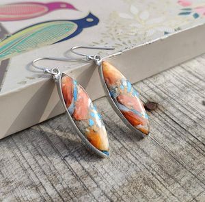 Boucles d'oreilles en argent sterling 925 avec pierres précieuses, turquoise épineuse naturelle, bohème, boucles d'oreilles pendantes - Product Image 3