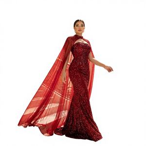 Robe de soirée élégante et glamour en mousseline de soie et tulle, robe de cérémonie, vente en gros auprès d'un fabricant de mode turc - OLA - Product Image 1