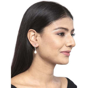 NOVAMART Fine 925 Sterling Silver Classic Pearl <b>Drop</b> Earrings Rhodium Plated with for Swiss Zirconia Screw <b>Back</b> Gift Women Girls - Product Image 4