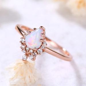 แหวนทองคำแท้14kt อัญมณีโอปอลจากเอธิโอเปียธรรมชาติและแหวนเพชรแท้เครื่องประดับชั้นดี - Product Image 4