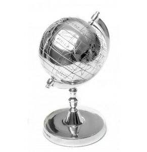 Handmade Casted Small Size Round Silver Aluminum World <b>Globe</b> for Table Decoration Customized World <b>Globe</b> for Sale - Product Image 3