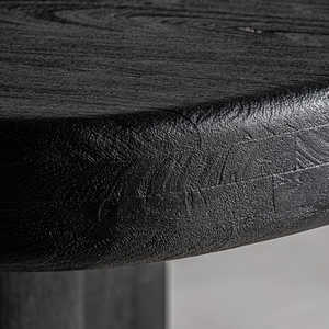 Table de salle à manger de cuisine moderne en bois massif d'acacia de forme irrégulière épaisse Nouvelles tendances Maison Finition noire sablée antique - Product Image 3