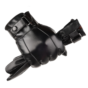 Gants d'hiver en cuir PU à écran tactile pour hommes en gros Gants de conduite d'affaires en cuir lavé doublés chauds - Product Image 4