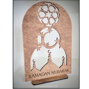 Venta caliente oro latón Ramadán Mubarak media luna mezquita decoración de mesa para Eid y Festival islámico decoraciones para el hogar - Product Image 5