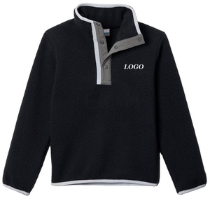 Sweat-shirt pour garçons avec logo personnalisé, prix d'usine, vêtements décontractés / couleur unie avec col montant et bouton pour la fermeture, prix de gros, OEM - Product Image 1