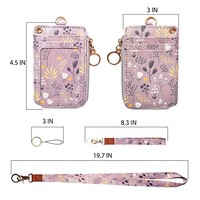 Dompet Kartu Bisnis Polyester Anti RFID Custom Print dengan 25 Desain, Jendela ID, 5 Slot Kartu, Tali Leher/Pergelangan Tangan