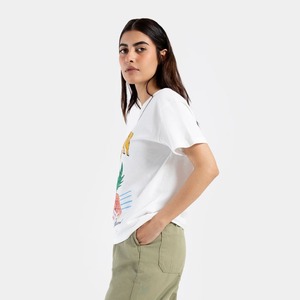 เสื้อยืดสตรีผ้าฝ้าย GSM 220สีขาวสไตล์วินเทจเสื้อยืดแขนสั้นพิมพ์ลายสกรีนเป็นมิตรต่อสิ่งแวดล้อมผ้าแคนวาส - Product Image 2