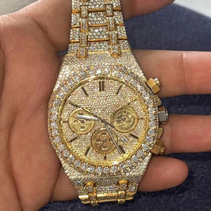 Luxury <b>Men's</b> Iced <b>Watch</b> Moissanite Brilliant Diamond Stainless Steel Bracelet Movement <b>Rectangular</b> Crystal Boxed Packaging - Product Image 1