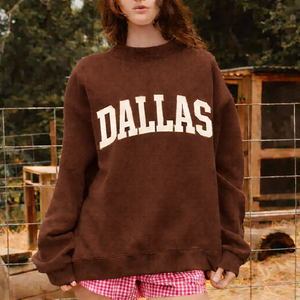 Sweat-shirt à col montant pour femme, long, automne/hiver, coupe ample confortable, style décontracté, pull avec logo sur le devant - Product Image 1