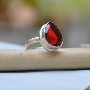 แหวนควอทซ์โกเมนสีแดง925เงินสเตอร์ลิงของขวัญแต่งงานสไตล์โบฮีเมียนเครื่องประดับอัญมณีธรรมชาติพรีเมี่ยมสำหรับความหลงใหล - Product Image 2