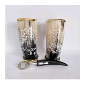 Haute qualité personnalisé en gros fabriqué à la main sculpté en verre de corne naturelle pour le vin bière eau pour la maison Restaurant inspiré de l'Inde - Product Image 1