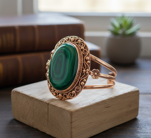 Bracelet perlé en argent tibétain or rose style bohème pour homme, cabochon en malachite fabriqué à la main, bracelet certifié de haute qualité - Product Image 5