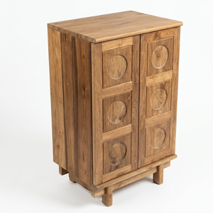 Meubles de rangement pour enfants, taille 60x45x100, en teck massif, écologiques, durables, design moderne avec 2 portes pour l'école et le salon - Product Image 6
