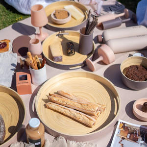 ถาดไม้ไผ่ม้วนกันน้ำสำหรับบ้านคาเฟ่โรงแรมถาดทำจากเส้นใยธรรมชาติแบบม้วนพร้อมที่จับ - Product Image 4