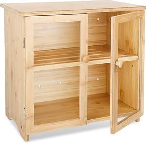 Boîte à pain en bambou pour comptoir de cuisine, boîtes à pain à 2 couches avec fenêtre transparente pour le stockage des aliments de cuisine, grand stockage de pain - Product Image 2