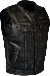 Handmade Men's <b>Black</b> Genuine Leather Eco-Friendly Breathable 360g Winter Casual Cowboy Biker Style Single <b>Button</b> Vest Premium - Product Image 3
