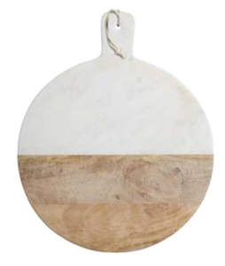 Modern White Marble and Wood Cheese <b>Board</b> Charcuterie Platter with Hanging Loop Decorative <b>Pastry</b> & Chopping <b>Board</b> for Kitchen - Product Image 4