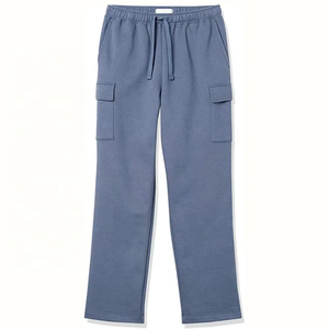 2025 nouveau cordon en détresse hommes pantalons de survêtement gris Double taille pantalons de survêtement jambe droite Streetwear - Product Image 1