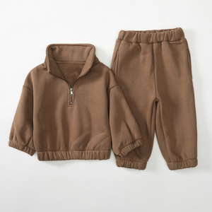 OEM Trẻ Em Sweatsuit Bộ Thể Thao Jogger Trẻ Em Tracksuit Set Cotton Hữu Cơ Dài Áo Đặt Bé Mồ Hôi Áo Sơ Mi Và Quần Bộ - Product Image 4