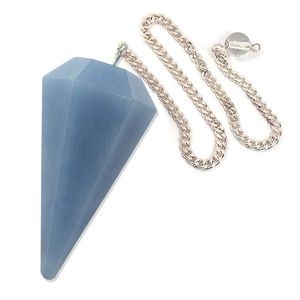 Péndulo de Angelita de alta calidad, piedra preciosa de cristal natural, cono facetado, Péndulo de radiestesia para péndulos curativos de Reiki a la venta - Product Image 1