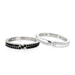 Jeulia Minimalist Matching <b>Couple</b> <b>Ring</b> Set in Sterling Silver - Product Image 1