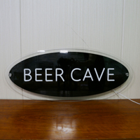 Enseigne lumineuse en acrylique pour entreprise avec support en acrylique, lumière néon en silicone pour logo personnalisé, décoration murale ovale LED, halo bleu